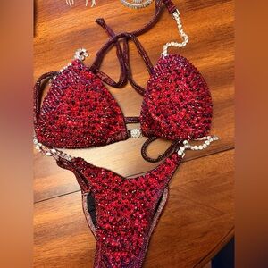 Red wellness competition bikini